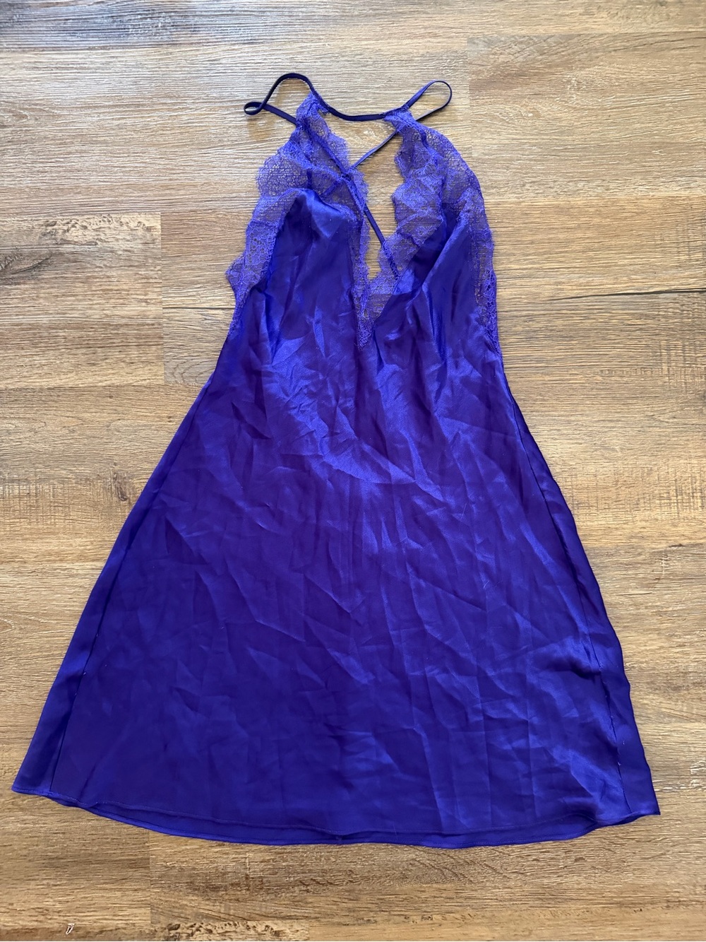 Lace-Trim Victoria’s Secret Nightgown Dress in Deep Violet